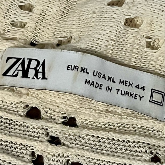 ZARA Cream Knit Eyelet Button Down Shirt | Size XL - Picture 3 of 4